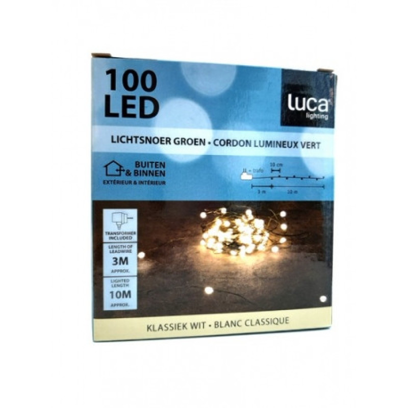 Гирлянда Струна зеленая, Luca Lighting, 13 м, цвет теплый белый (1528996303)