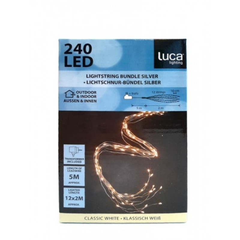 Гирлянда Охапка струн, Luca Lighting, 2 м, серебряная струна, цвет теплый белый (1529313089)