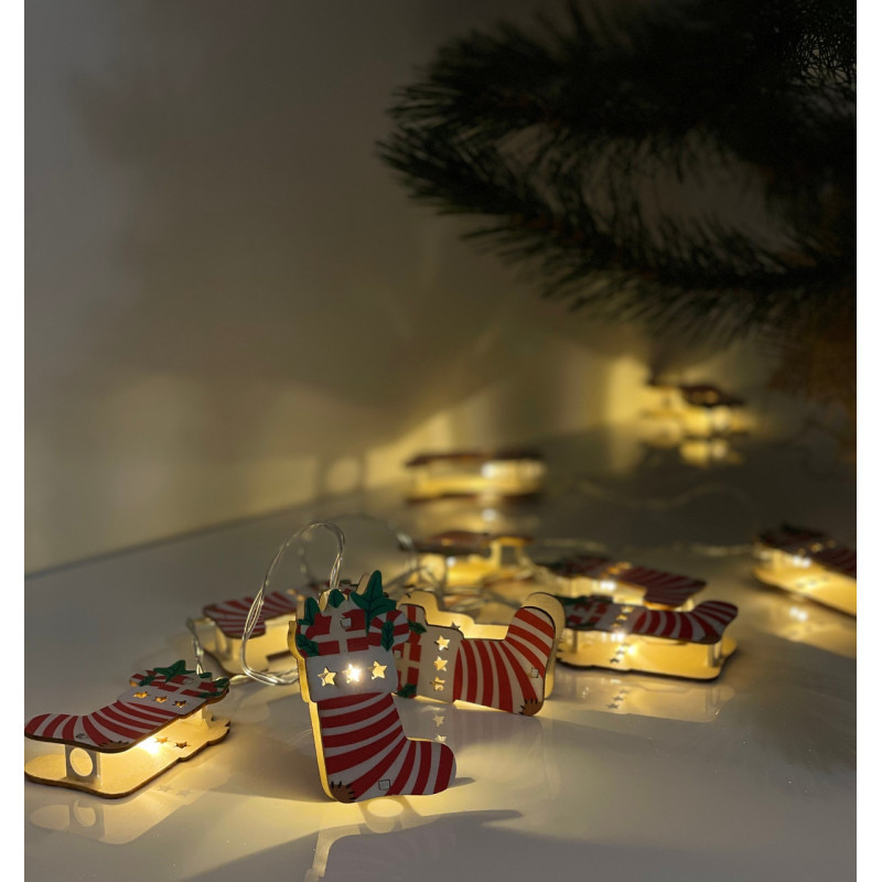 Гирлянда светодиодная «Носок новогодний» Chomik, 1,65 м, 10 LED теплый белый (2393593606)