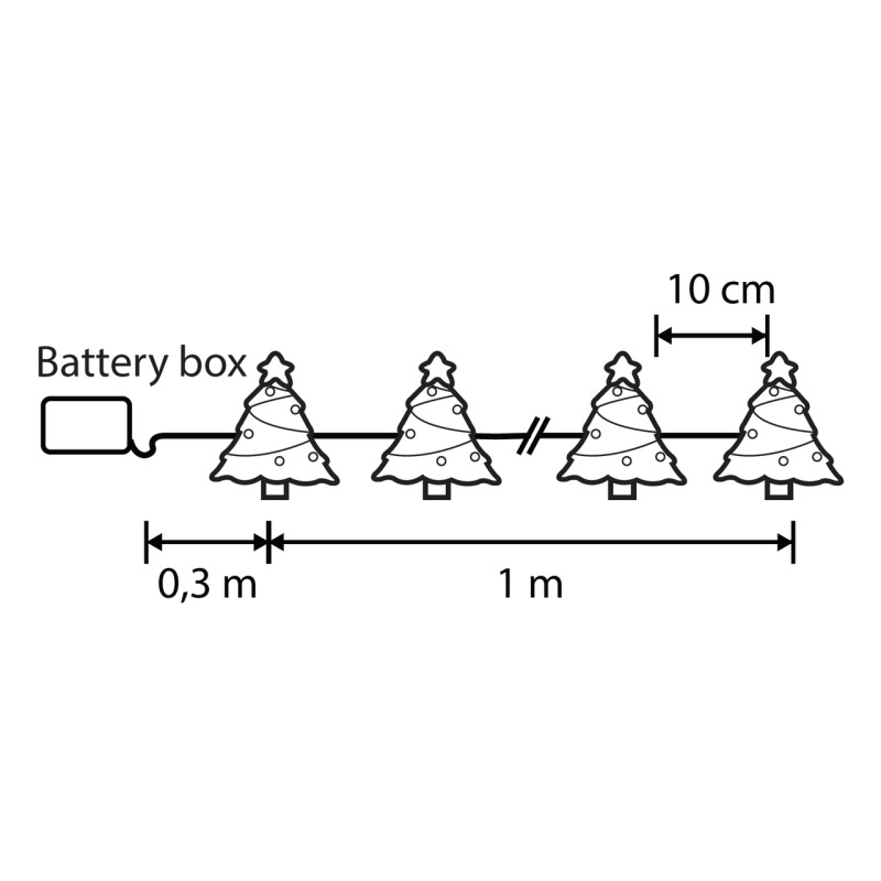 Гирлянда-струна Елочка, Luca Lighting, 1,3 м, 10 LED теплый белый (2424037491)