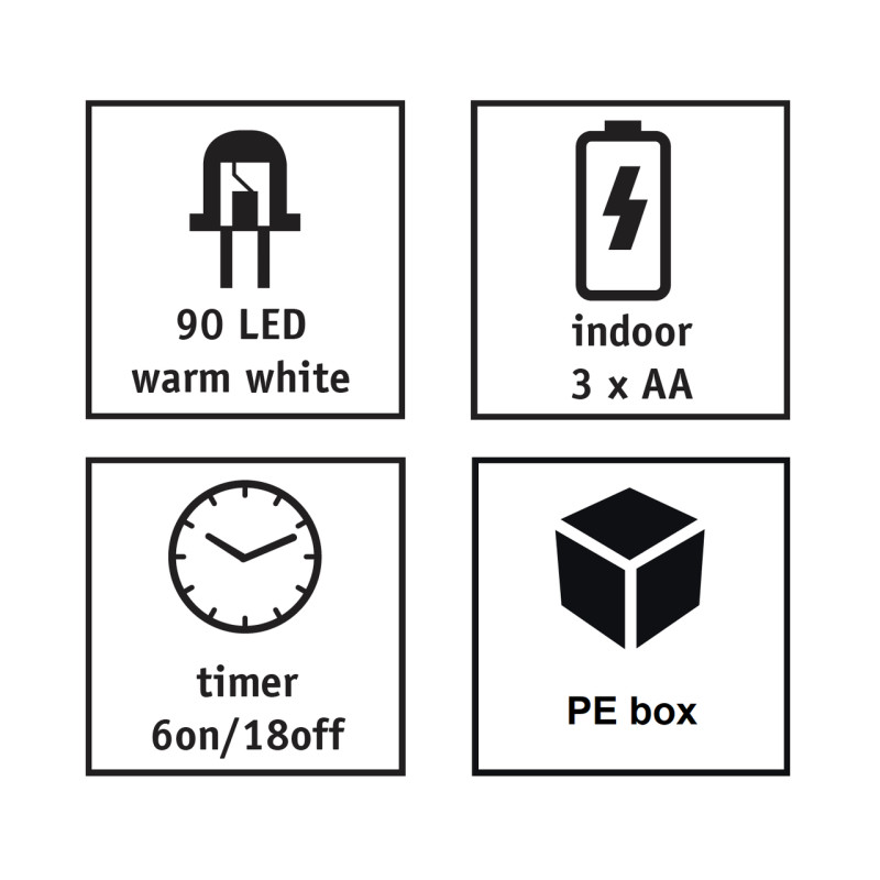 Гирлянда-струна Luca Lighting, 1,74 м, 90 LED теплый белый (2424054754)