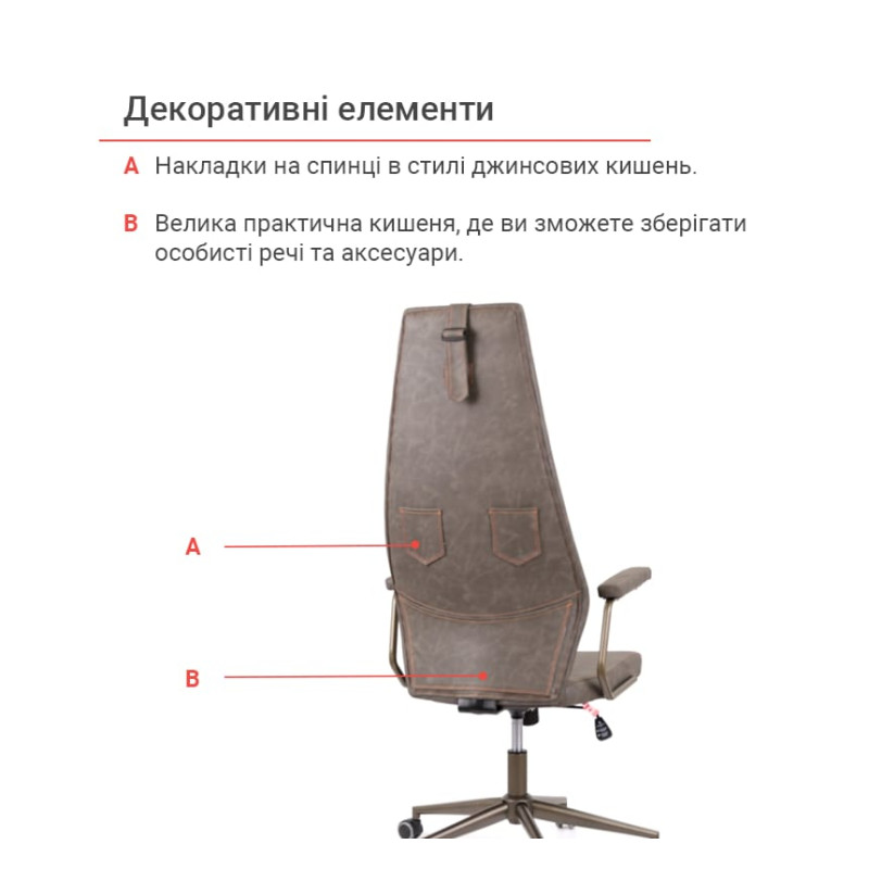 Кресло Ронин CH TILT Серый (Wax PU 425 серый) (144289)