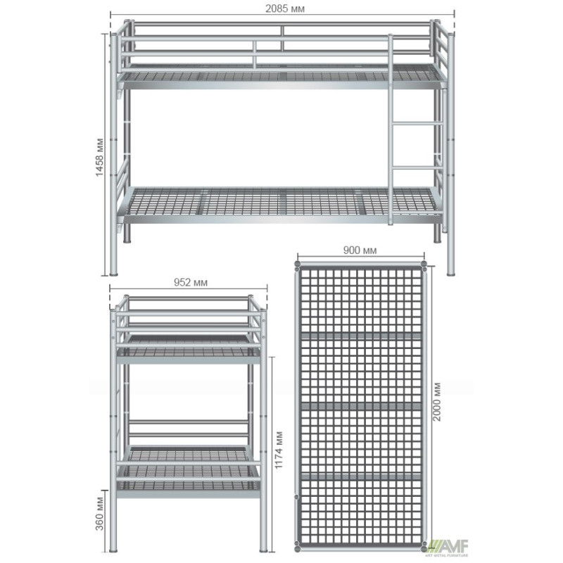 Кровать двухъярусная AMF-1 90200 2 Алюм (A127500)
