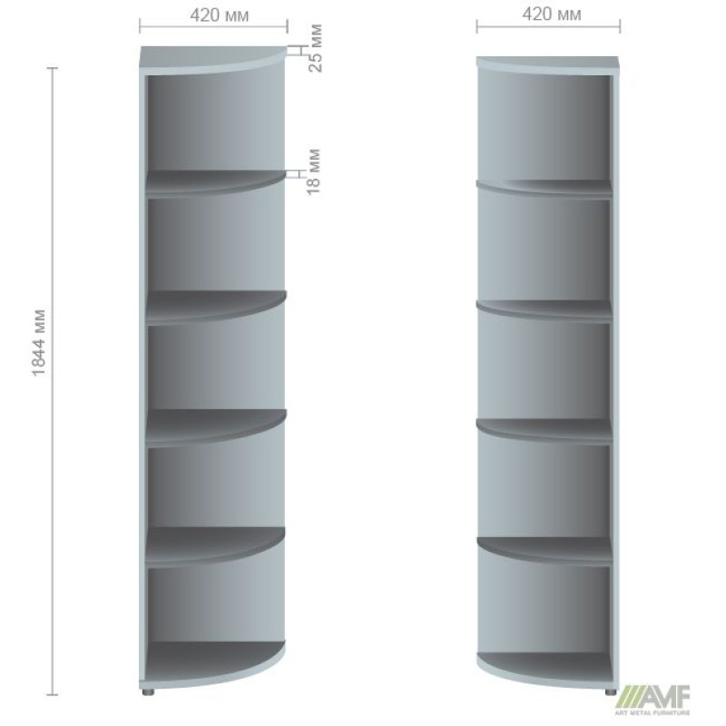 Секция мебельная МГ-621 (420х420х1844мм) орех темный (A144656)