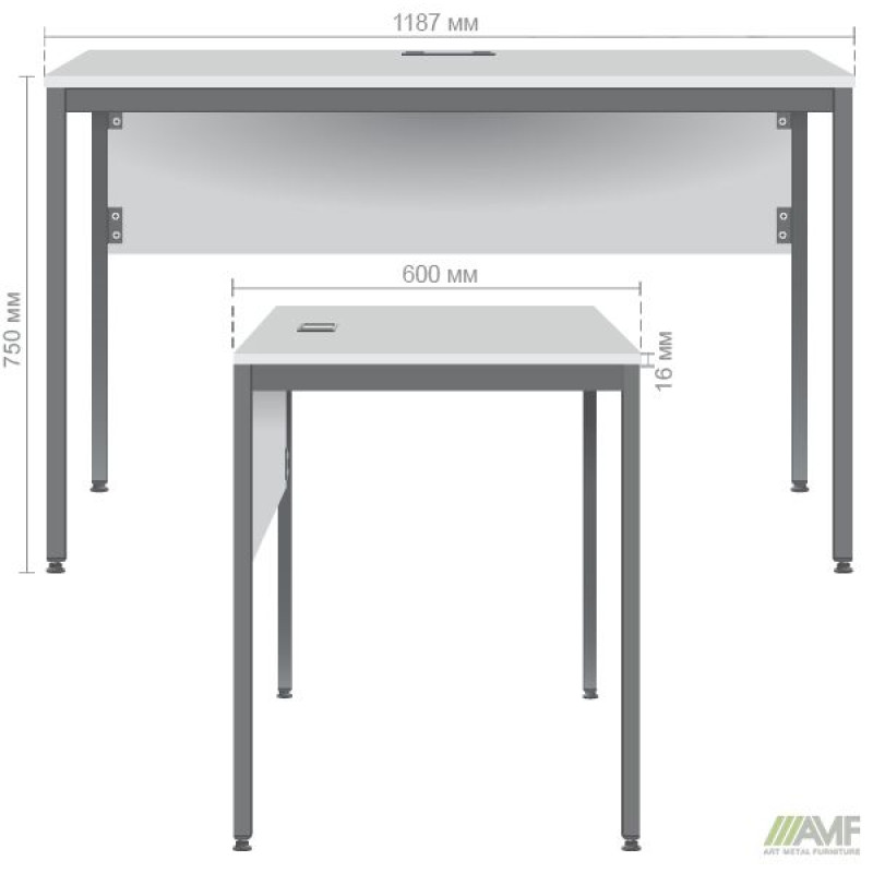 Стол письменный Осло (1187х600х750Н) черный графит, Дуб Сонома (A212153)