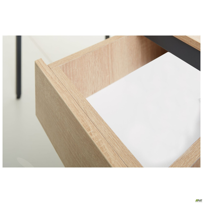 Стіл Осло з ящиком (1187х600х750) чорний графіт, Дуб Сонома (A216533)