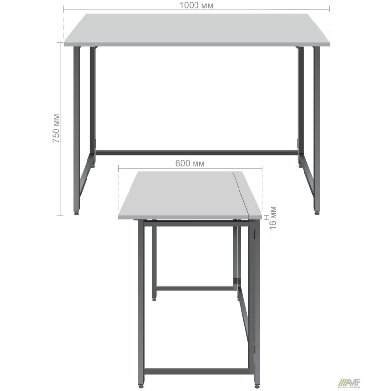 Розкладний стіл Fold FL1000 (1000х600х750Н) чорний/Антрацит (A217846)