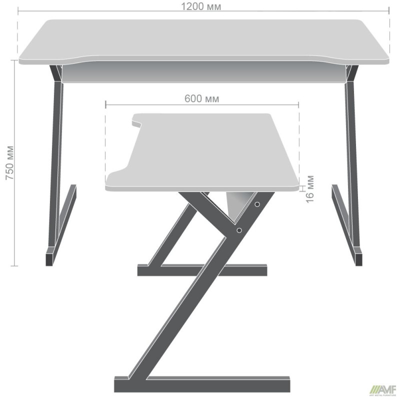 Стол компьютерный Dexter DX1200 (1200х600х750Н) черный графит/Антрацит (A217855)