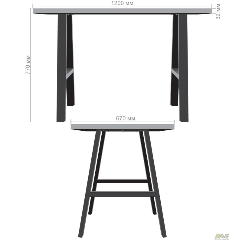 Стол Astra 1200 (1200х670хН770) черный графит/Дуб Ливорно (A221151)