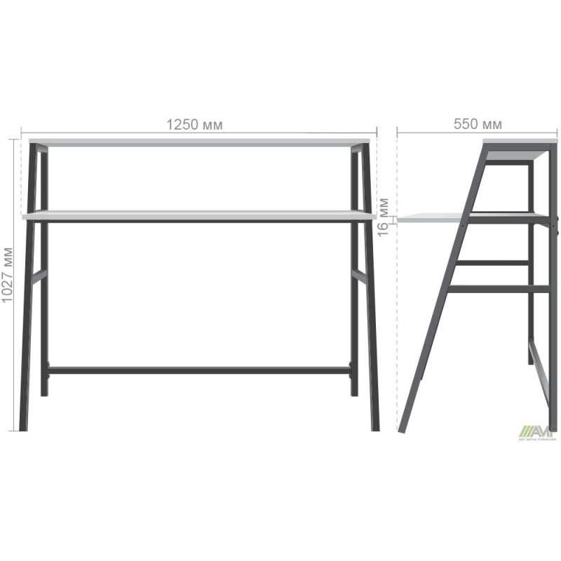 Стіл Mont Blanc (1250х550х1027Н) чорний/Білий (A221496)
