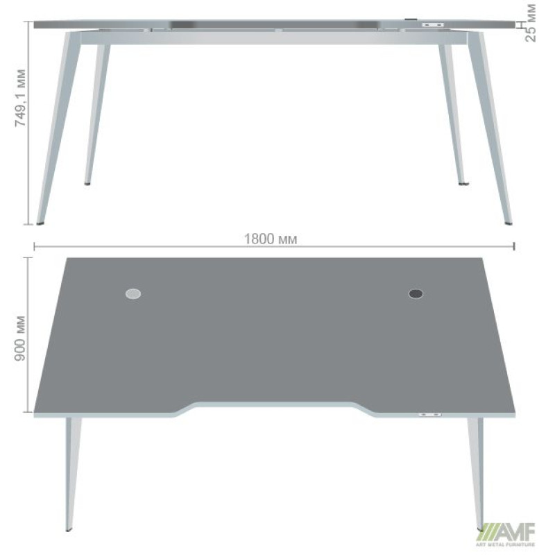 Стіл+USB Delta DL-107 (1790х900х750мм) Блеквуд Ячмінний/Каркас білий (A521601)