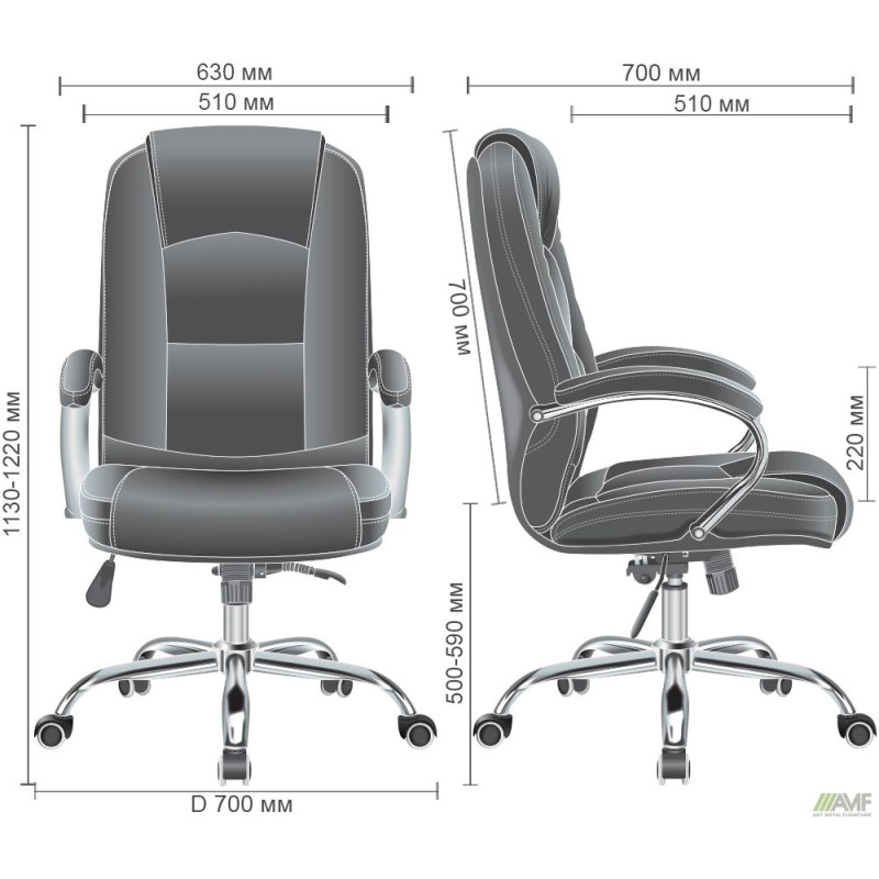 Крісло Marselle-Ch хром НВ, механізм Anifix, шкірозамінник коричневий (A553511)