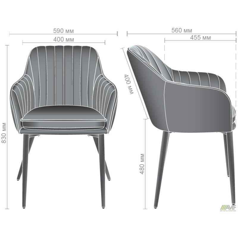 Кресло Paula-C вельвет тепло серый (A555556)