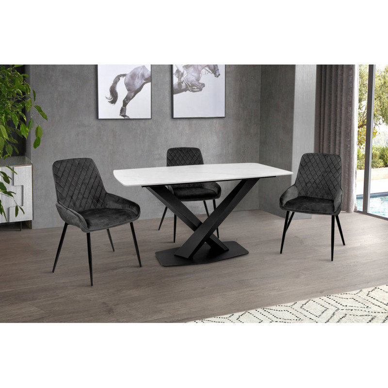 Стіл БІНГО 140*80,  кераміка білий мрамор (А0057204)