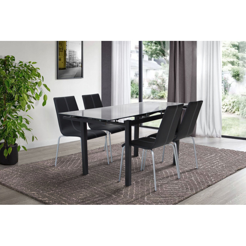 Стіл Венді XS-1025, 80/130*65, чорний (скло) (А0052125)