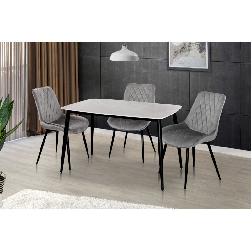 Стіл КИПАРИС 120*80, чорний/ сірий мармур (А0054936)