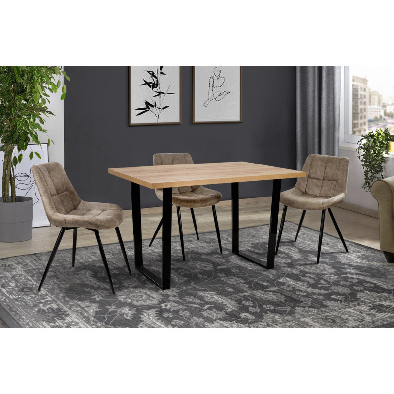 Стіл Кентукі 120/80*75, крафт золотий /чорні ноги (А0058009)