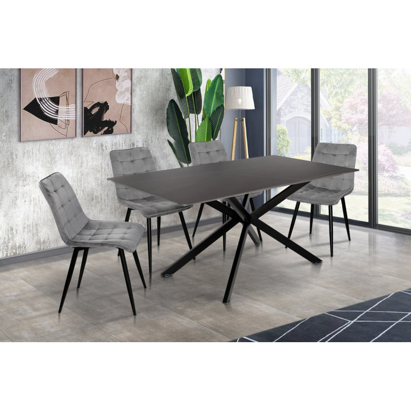 Стіл Грінвіч XS-1346, (160*90), чорний/мармур (А0054746)