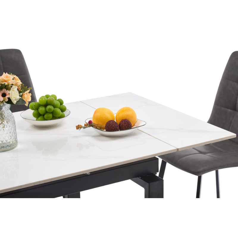 Стіл Оріон 100 (+25+25)*70, чорний/кераміка білий (А0058764)