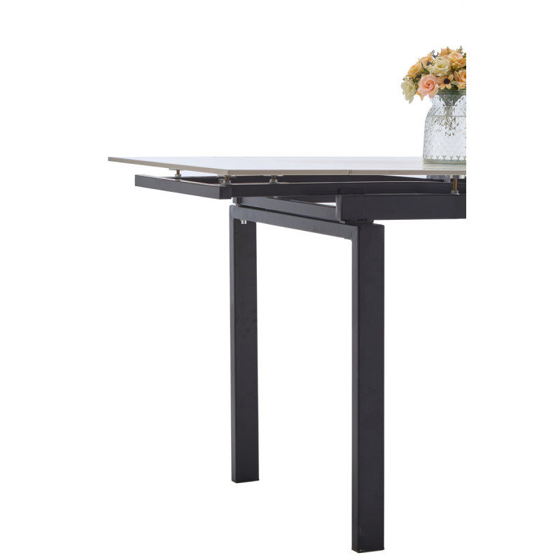 Стіл Оріон 100 (+25+25)*70, чорний/кераміка білий (А0058764)