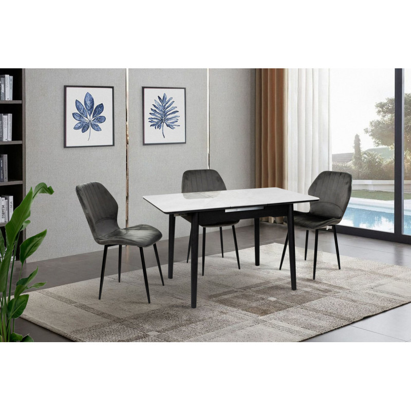 Стіл Нептун розкл, 95/125*70 чорний/керам бетон (А0056319)