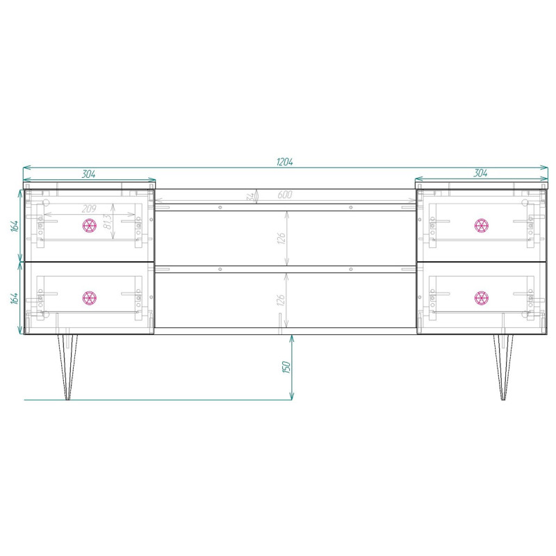 Тумба ТВ Сканді, відкрита (А0054665)