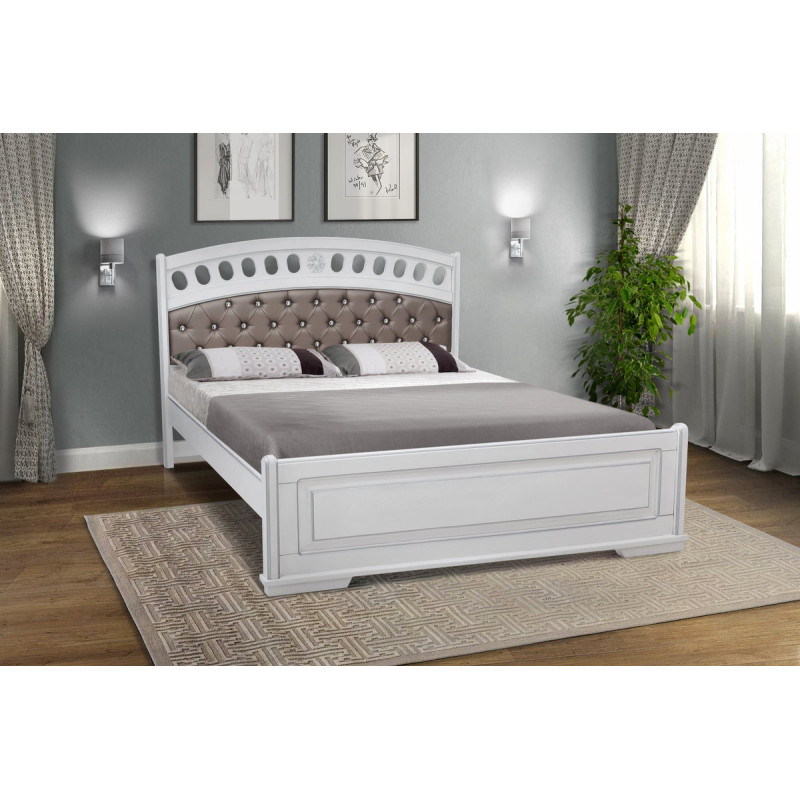 Ліжко Феліція 1600*2000, біл+ср пат/сірий шкір (А0051109)