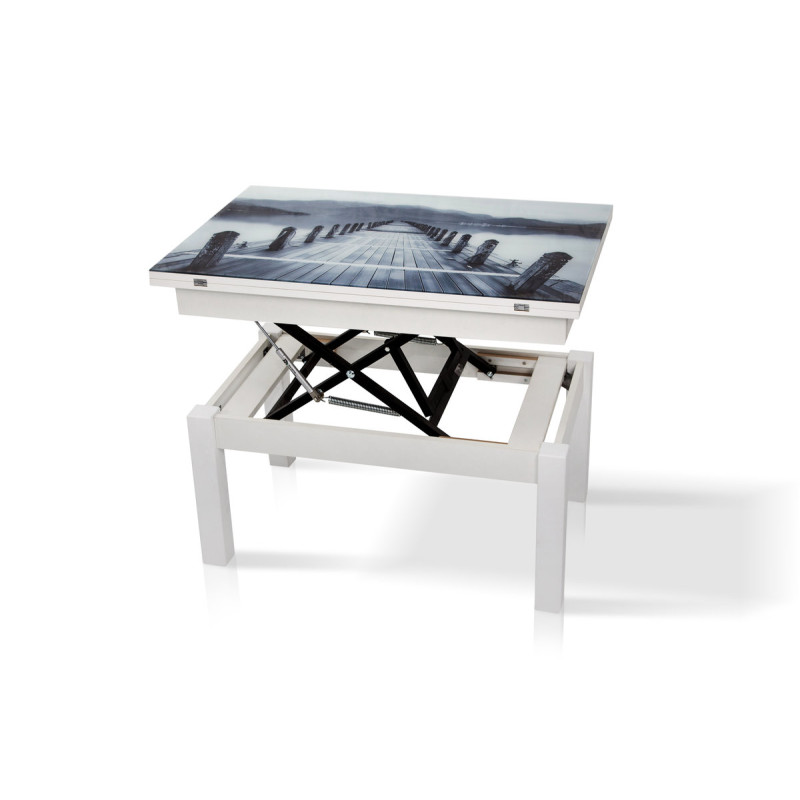 Стол-трансформер ФЛАЙ, белый+стекло (мост) fp-1118 (А0049840)