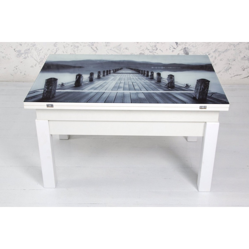 Стол-трансформер ФЛАЙ, белый+стекло (мост) fp-1118 (А0049840)