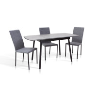 Стол Соло 110(+35)*70 черный металл/мрамор темный (А0050418)