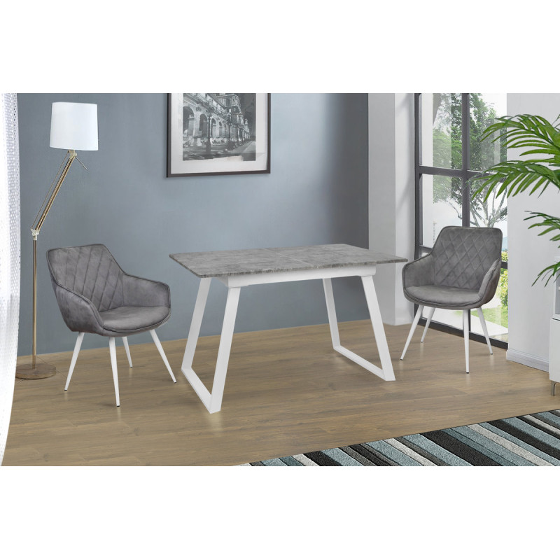 Стіл Тандем 120(+40)*75 білий метал/мрамор світл (А0057794)