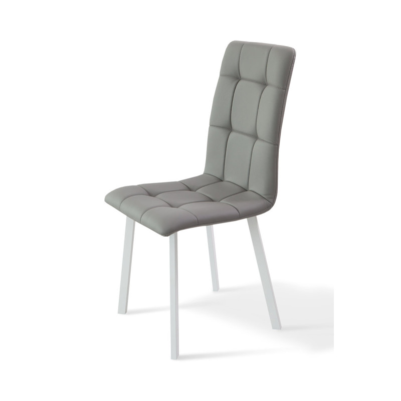 Стілець Трініті, метал білий/шкірзам світло-сірий (А0050425)