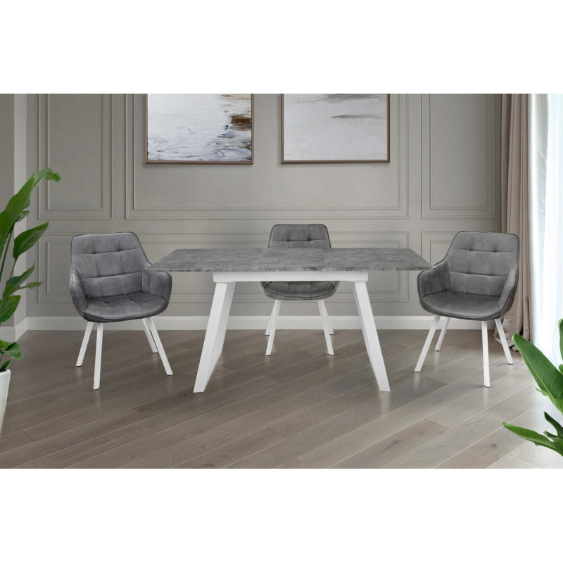 Стіл Тандем 120(+40)*75 білий метал/мрамор світл (А0057794)