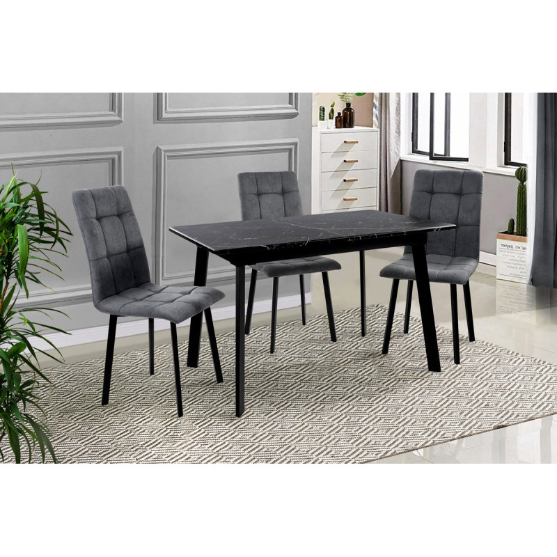 Стіл Етна 120(+40)*75 чорний метал/мрамор чорн (А0057685)