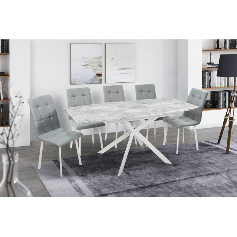 Стіл Річард 140(+40)*85 білий метал/базальт (А0056279)