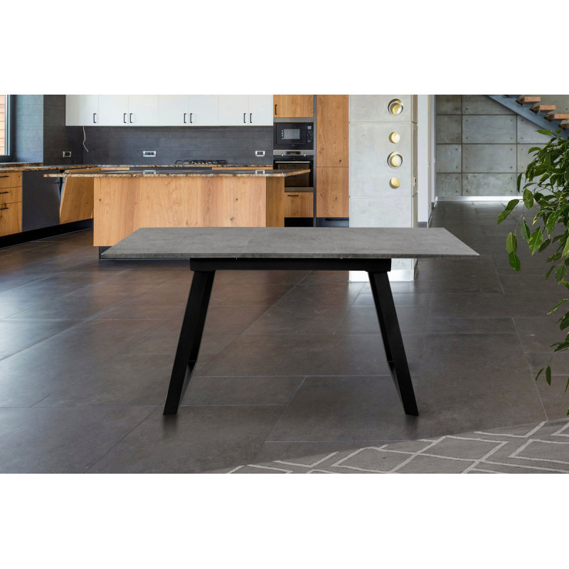 Стіл Хьюстон 130(+40)*77 чорний метал/мрамор темн (А0055285)