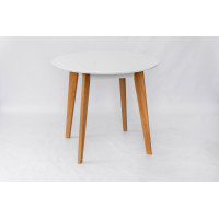 Стол Модерн круглый. D=90(+38), белый/натуральный (А0055471)