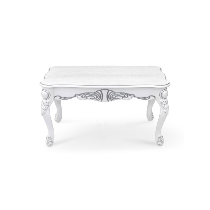 Стол журнал Скарлетт 100*60, белый+патина серебро (А0054968)