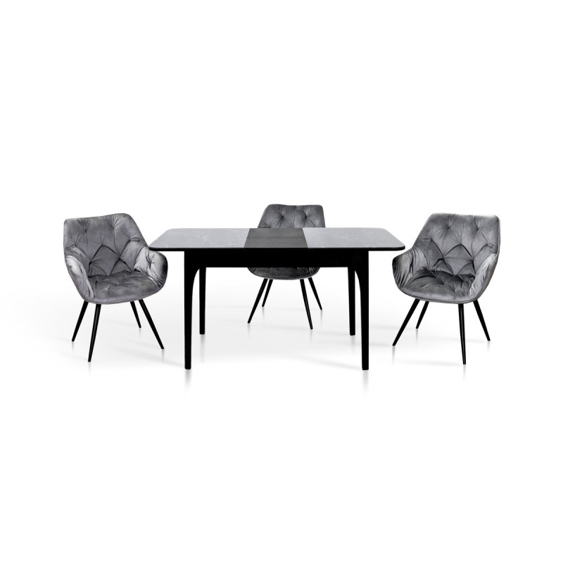 Стіл Фієста (110+35)*70, чорний/мрамор чорний (А0056354)