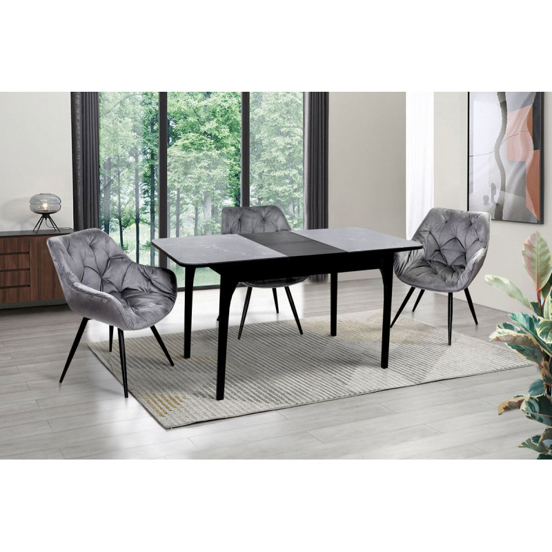 Стіл Фієста (110+35)*70, чорний/мрамор чорний (А0056354)