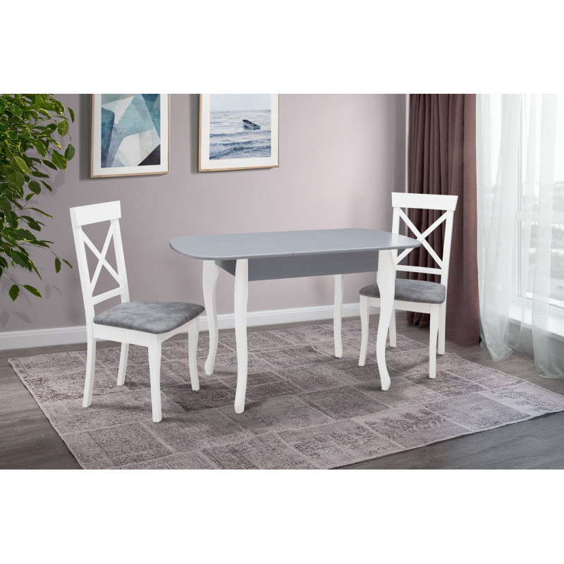 Стіл обідній Кантрі (930+300)*670, сірий/білий (А0052419)