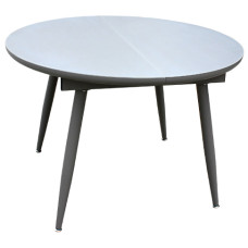 Стіл кухонний розкладний скляний із МДФ сіро-бежевий сатин DT 8115B (14448)