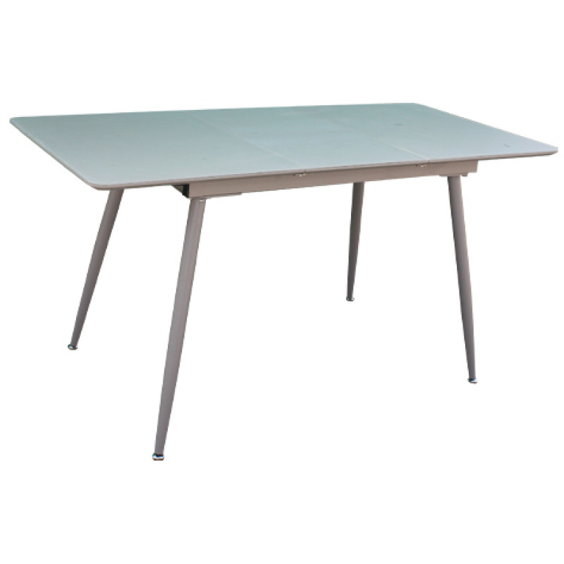 СТІЛ ОБІДНІЙ РОЗКЛАДНИЙ СКЛЯНИЙ З МДФ СІРО-БІЖОВИЙ САТИН DT 859 NEW (14666)