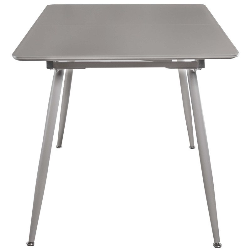 СТІЛ ОБІДНІЙ РОЗКЛАДНИЙ СКЛЯНИЙ З МДФ СІРО-БІЖОВИЙ САТИН DT 859 NEW (14666)