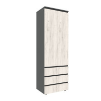 Шафа STEVE зі штангою 700*500*2100 Графітовий/Дуб Крафт Білий (153537)