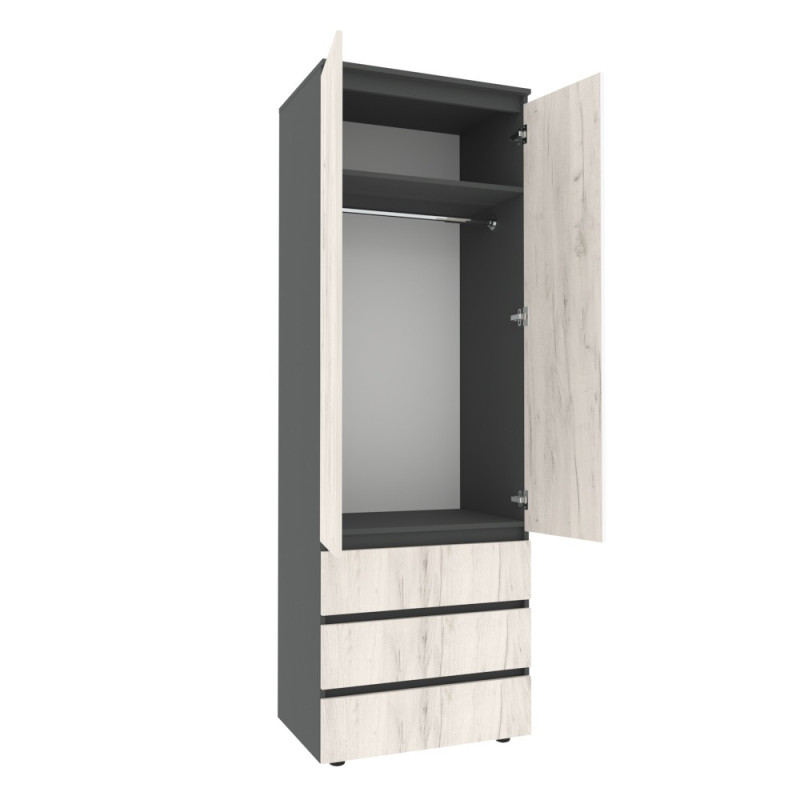 Шафа STEVE зі штангою 700*500*2100 Графітовий/Дуб Крафт Білий (153537)