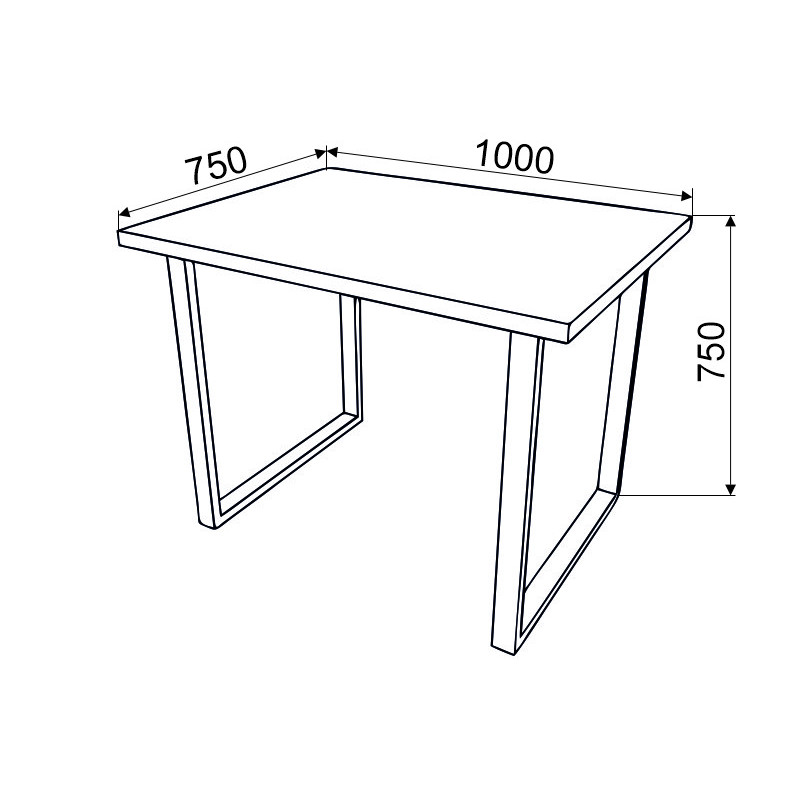 Стіл обідній ROD 1000*750*32 Дуб Сонома (2 ноги чорні квадрат) (121435)