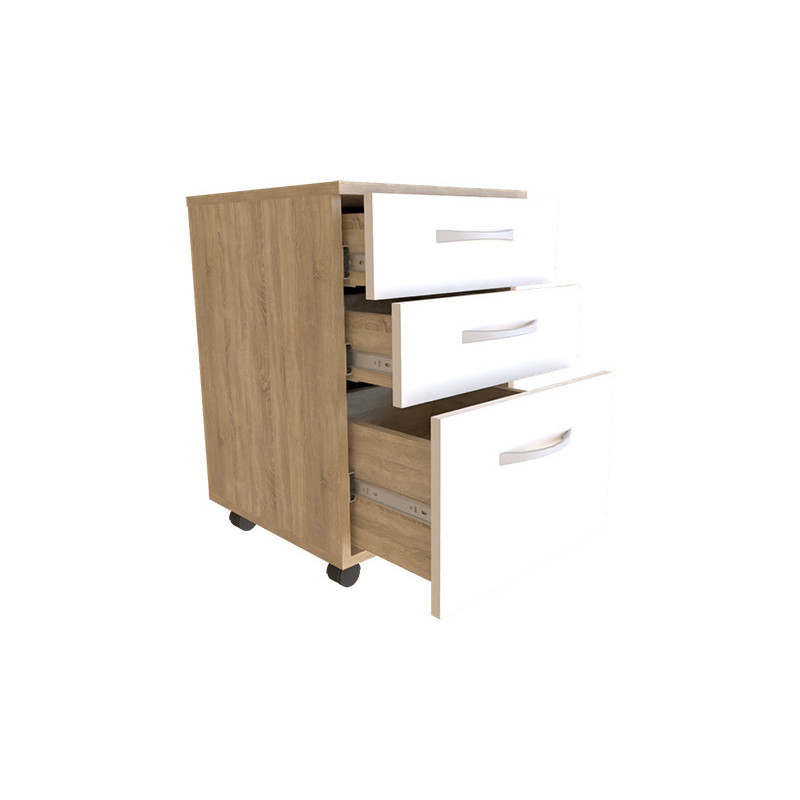 Тумба офісна KIRA з роликами Дуб Сонома/Білий Німфея Альба (121575)