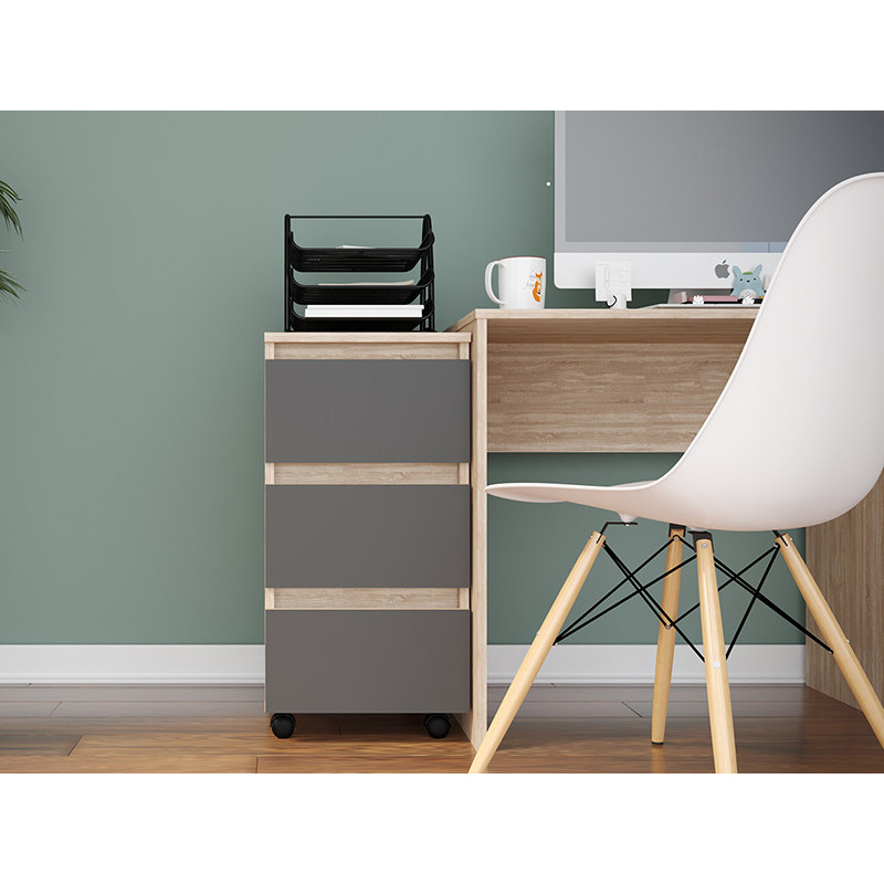 Тумба офісна EMMA з роликами Дуб Тахо/Чорний (125359)