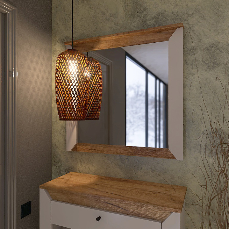 Lustro ścienne Nordic-800 80x6x77 cm białe + złote (13255)